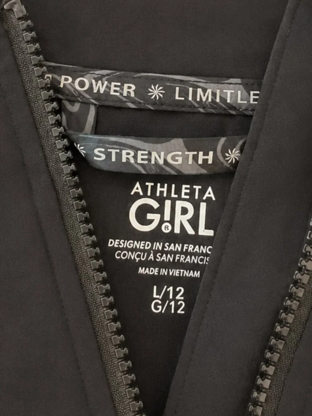 Athleta Girl Strength Dream Black Cropped Hooded Jacket L/12